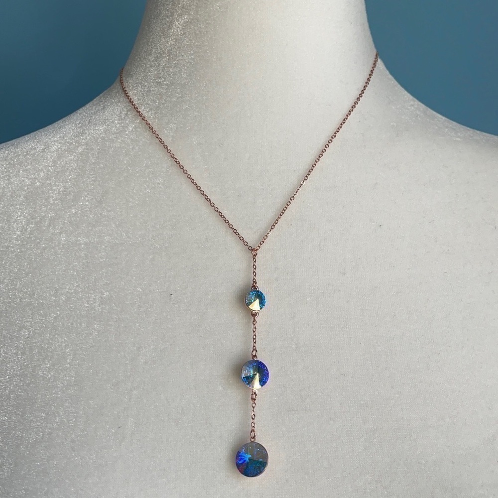 NEW Callura Aurora Borealis Swarovski Crystals Silvertone Necklace
